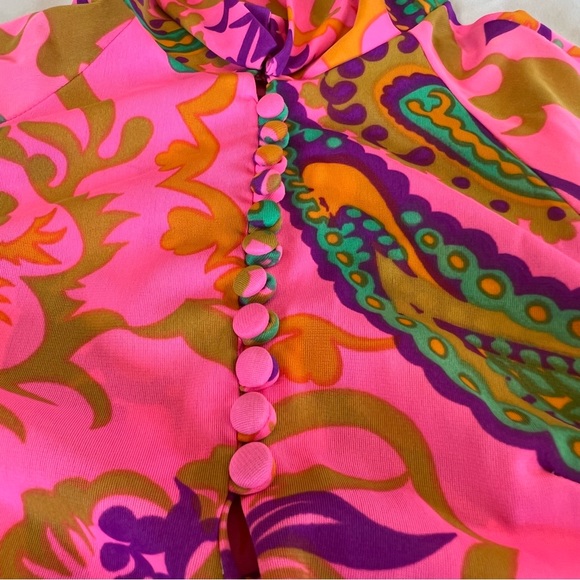 🎉HP🎉 Vintage Val Mode MOD Psychedelic Floral Blouse Shirt Top EUC Size SMALL - Picture 13 of 16